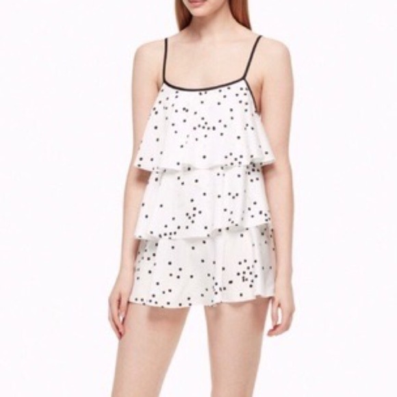 Kate Spade Satin Polka Dot Tiered Ruffle Chemise Tank Top Small - Picture 1 of 9